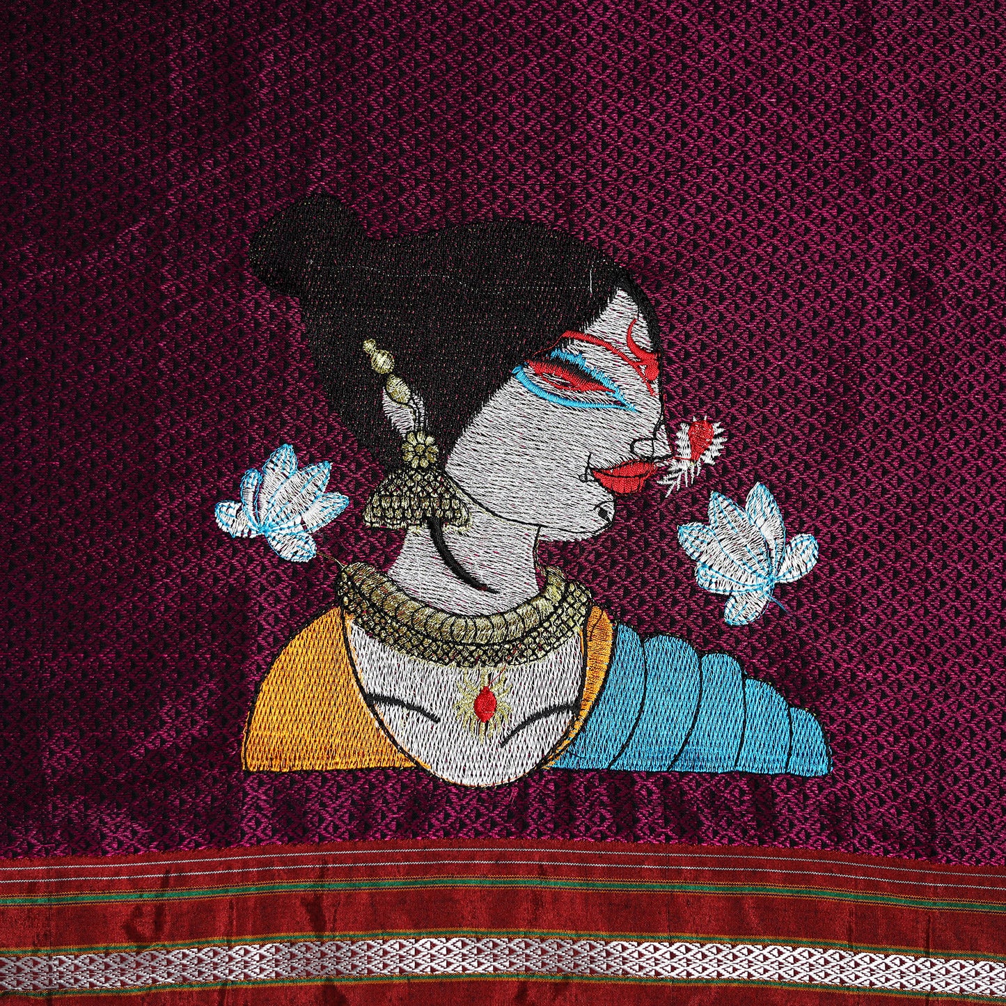 Women Embroidered Mercerised Cotton Khun Blouse Piece 09