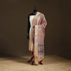 Bagh Hand Block Print Natural Dyed Tissue Zari Chanderi Silk Dupatta 23