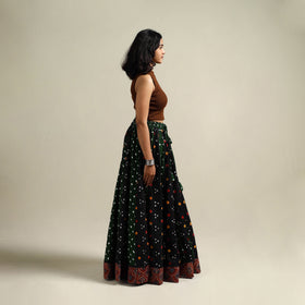 Multicolor - Bandhani Tie-Dye 24 Kali Patchwork Cotton Long Skirt 18
