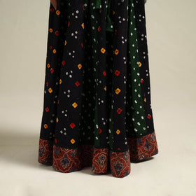Multicolor - Bandhani Tie-Dye 24 Kali Patchwork Cotton Long Skirt 18