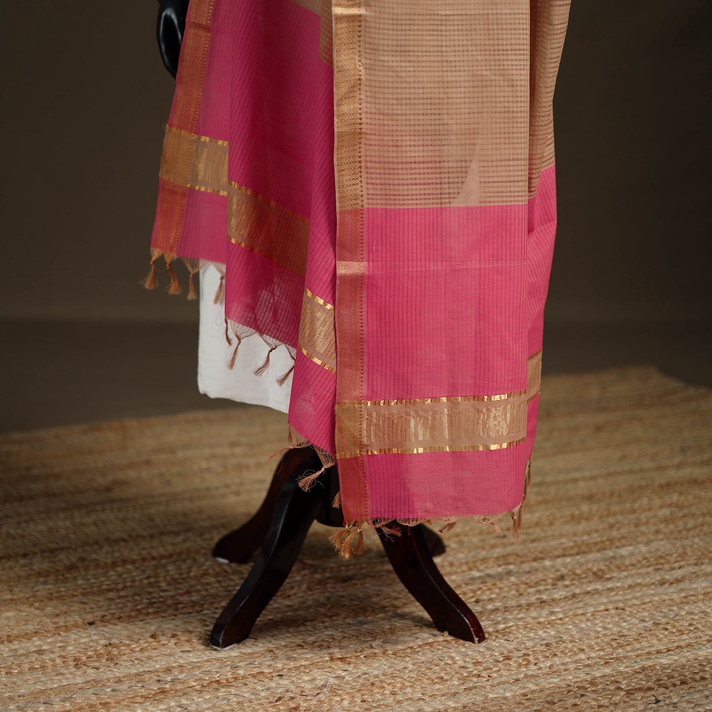 Pure Handloom Cotton Nizam Zari Border Mangalagiri Dupatta 20