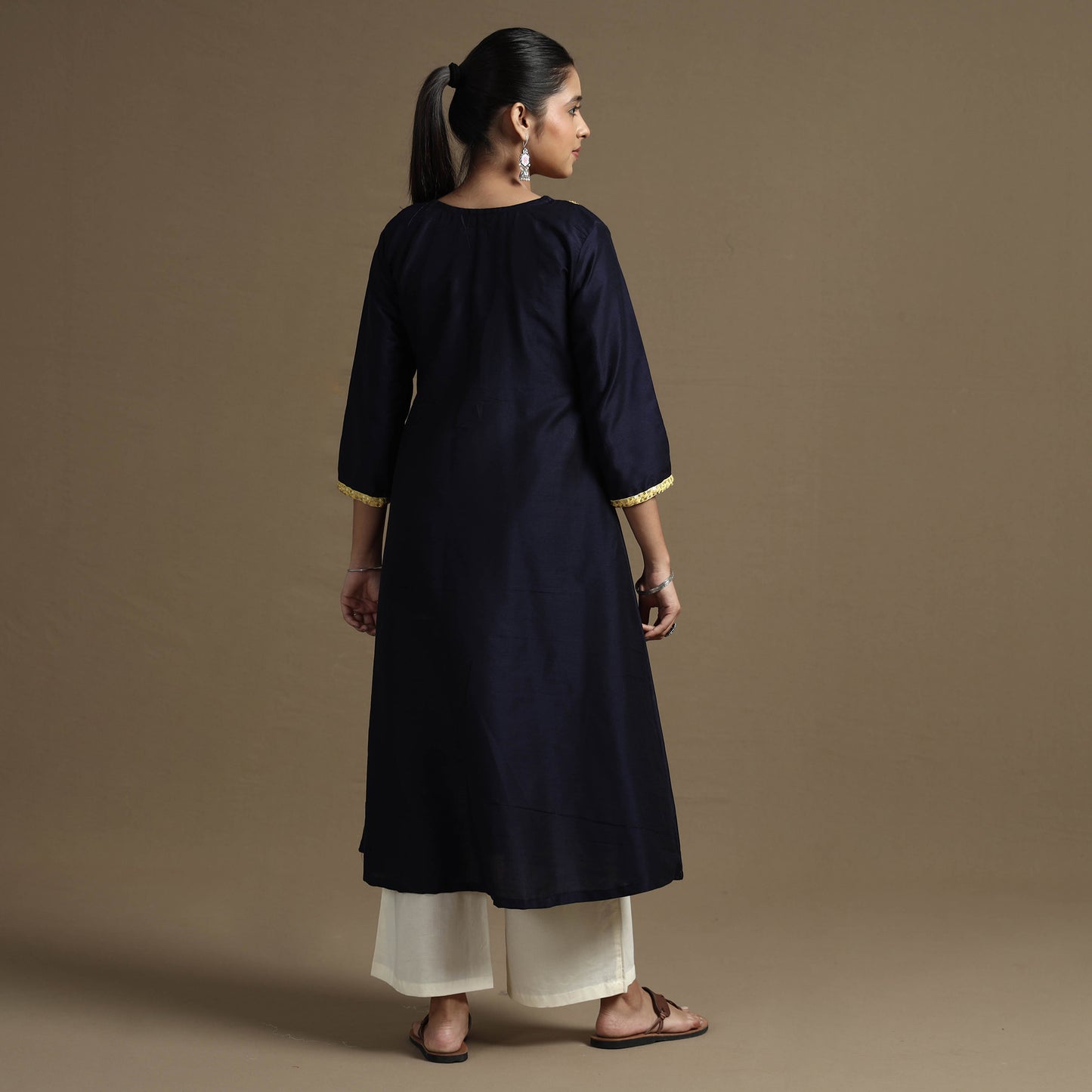  Plain Solid Slub Silk Kurta