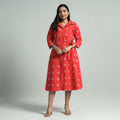 Buy Pochampally Double Ikat Cotton Flared Dress with Belt Online l iTokri.com