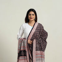 Black - Natural Dyed Hand Block Print Cotton Bagh Dupatta 06