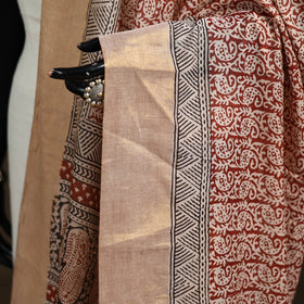 Bagh Hand Block Print Natural Dyed Tissue Zari Chanderi Silk Dupatta 23