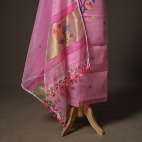 Jamdani Pure Handloom Muslin Unstitched Dress Material: Kurta with Dupatta 31
