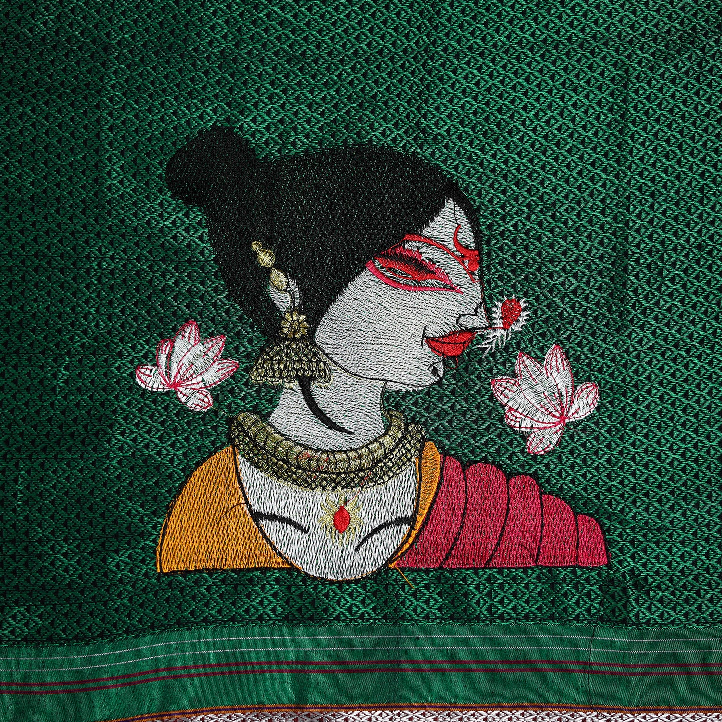 Women Embroidered Mercerised Cotton Khun Blouse Piece 10