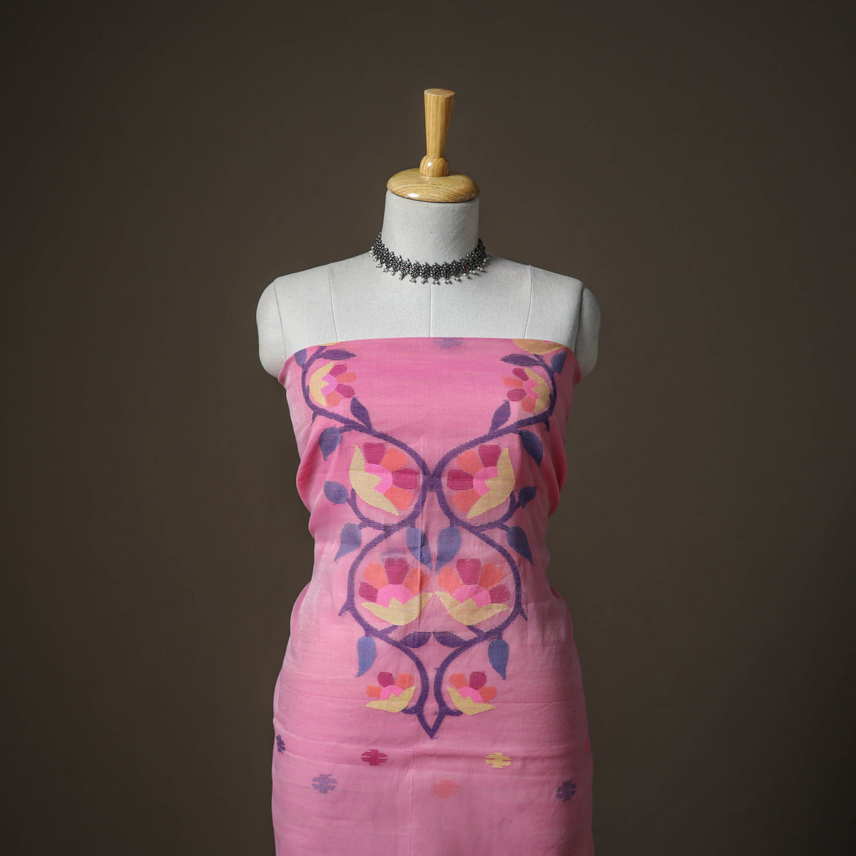 Jamdani Pure Handloom Muslin Unstitched Dress Material: Kurta with Dupatta 31