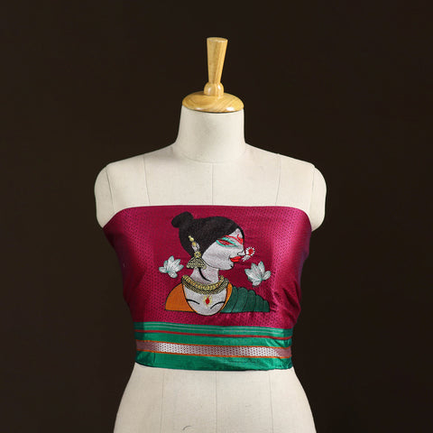 Women Embroidered Mercerised Cotton Khun Blouse Piece 11
