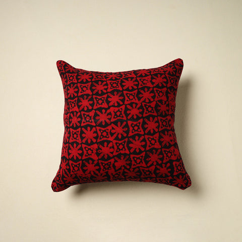 Red Batik Print Cotton Cushion Cover