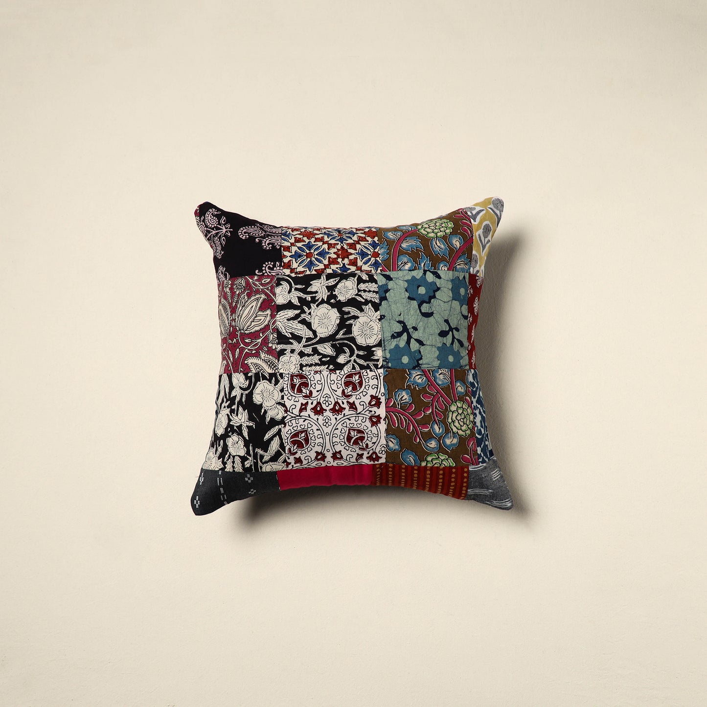 Multicolor Handcrafted Cotton Patchwork Cushion Cover
