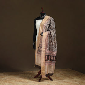 Bagh Hand Block Print Natural Dyed Tissue Zari Chanderi Silk Dupatta 24