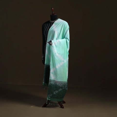 Shibori Tie-Dye Cotton Dupatta with Tassels 19