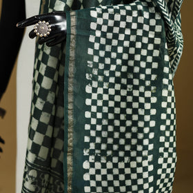 Green - Pipad Hand Block Print Natural Dyed Chanderi Silk Handloom Dupatta 17