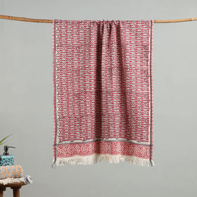 Maroon - handloom cotton sanganeri towel 25 - handcrafted