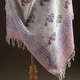 Floral Sanganeri Print Pure Merino Wool Handwoven Shawl 84