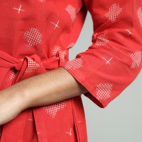 Buy Pochampally Double Ikat Cotton Flared Dress with Belt Online l iTokri.com