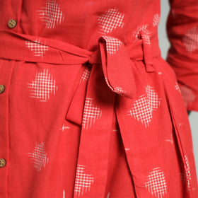 Buy Pochampally Double Ikat Cotton Flared Dress with Belt Online l iTokri.com