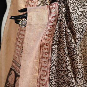 Bagh Hand Block Print Natural Dyed Tissue Zari Chanderi Silk Dupatta 24