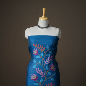 Blue - jamdani pure handloom muslin unstitched dress