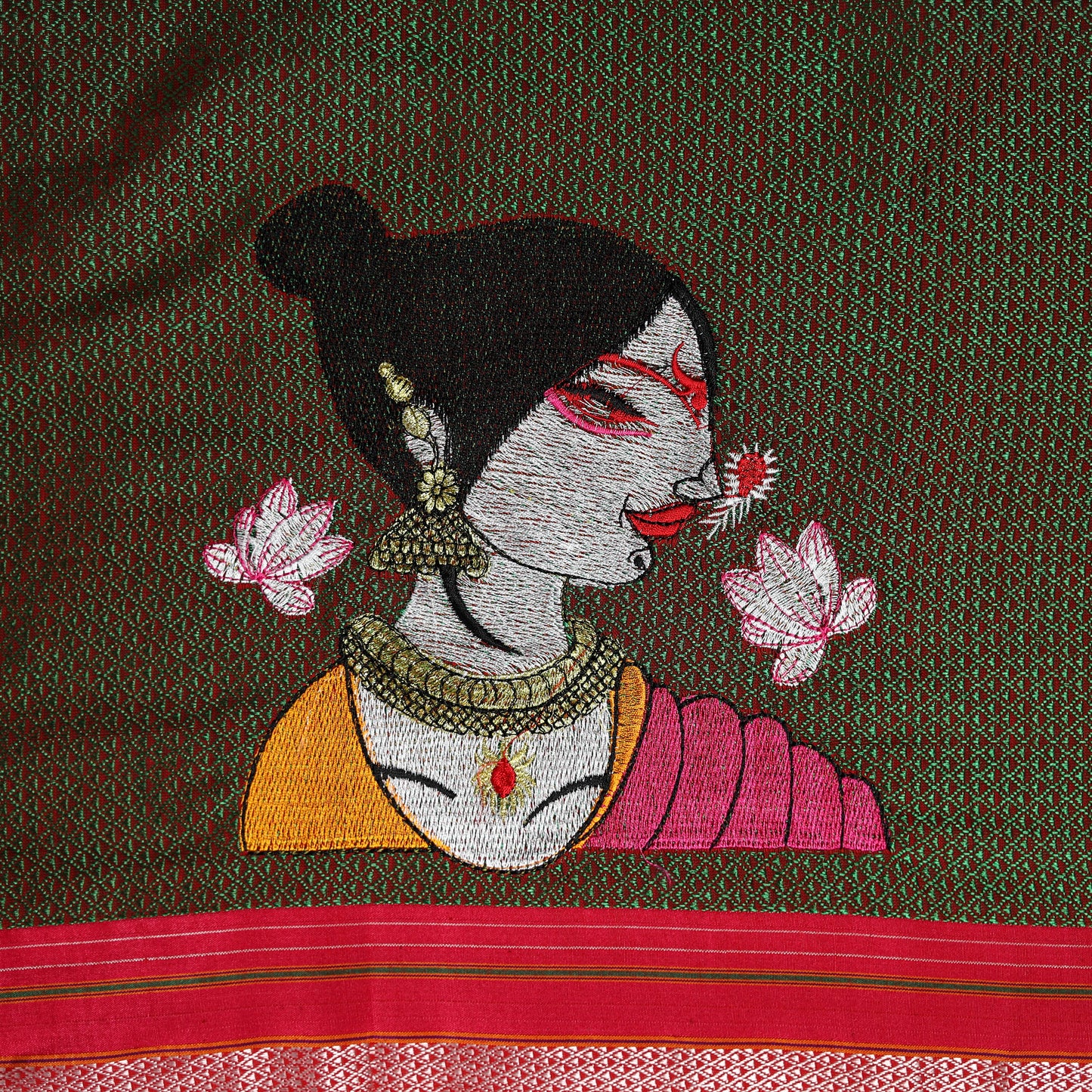 Women Embroidered Mercerised Cotton Khun Blouse Piece 12