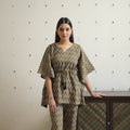 Brown - printed cotton kaftan co-ord set 14 - handcrafted