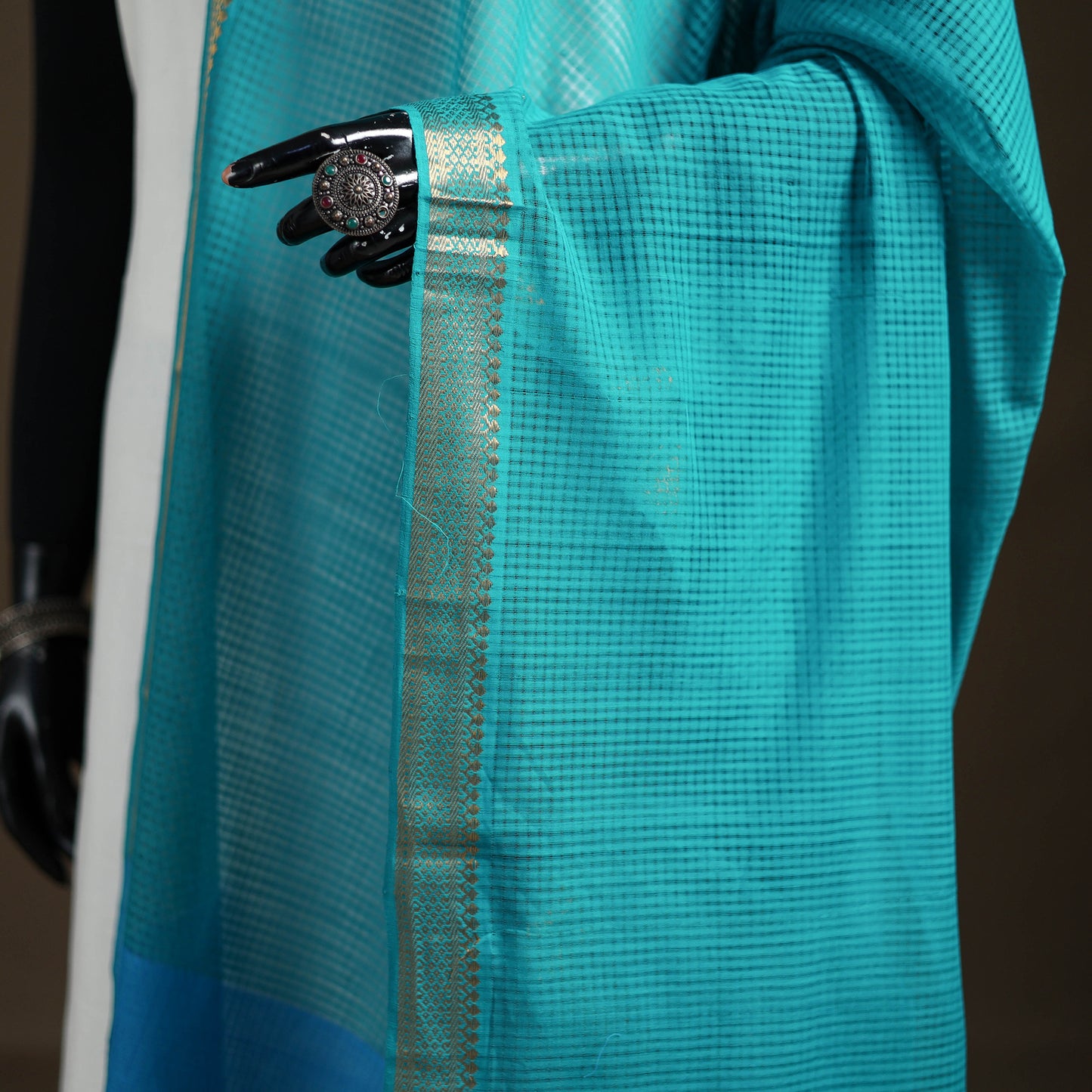 Pure Handloom Cotton Nizam Zari Border Mangalagiri Dupatta 23
