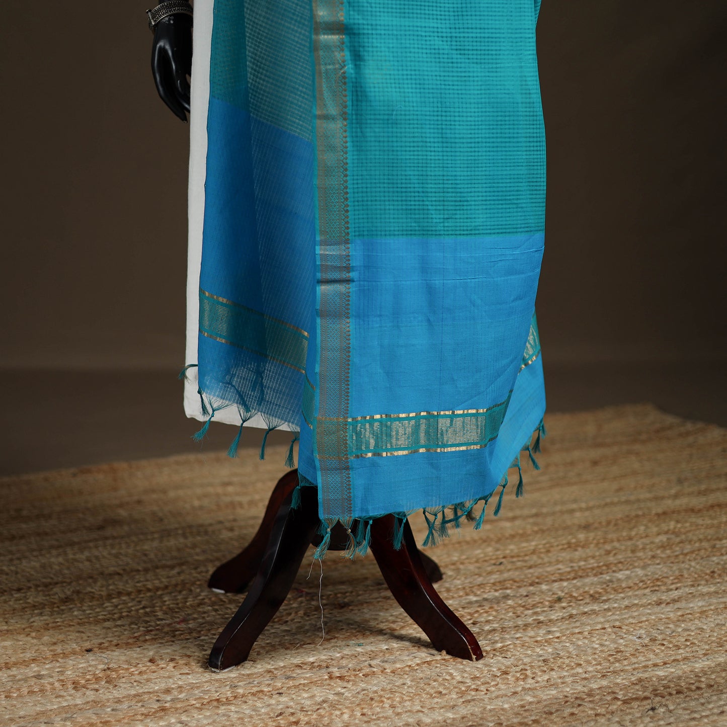Pure Handloom Cotton Nizam Zari Border Mangalagiri Dupatta 23