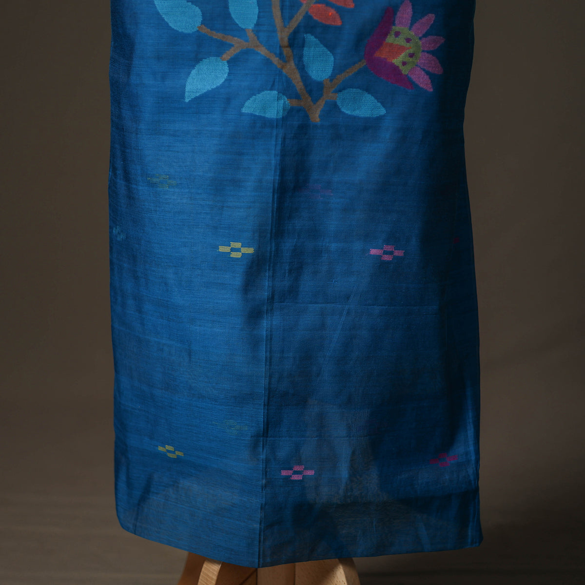 Blue - jamdani pure handloom muslin unstitched dress