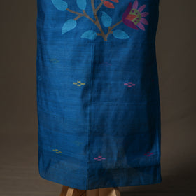 Blue - jamdani pure handloom muslin unstitched dress