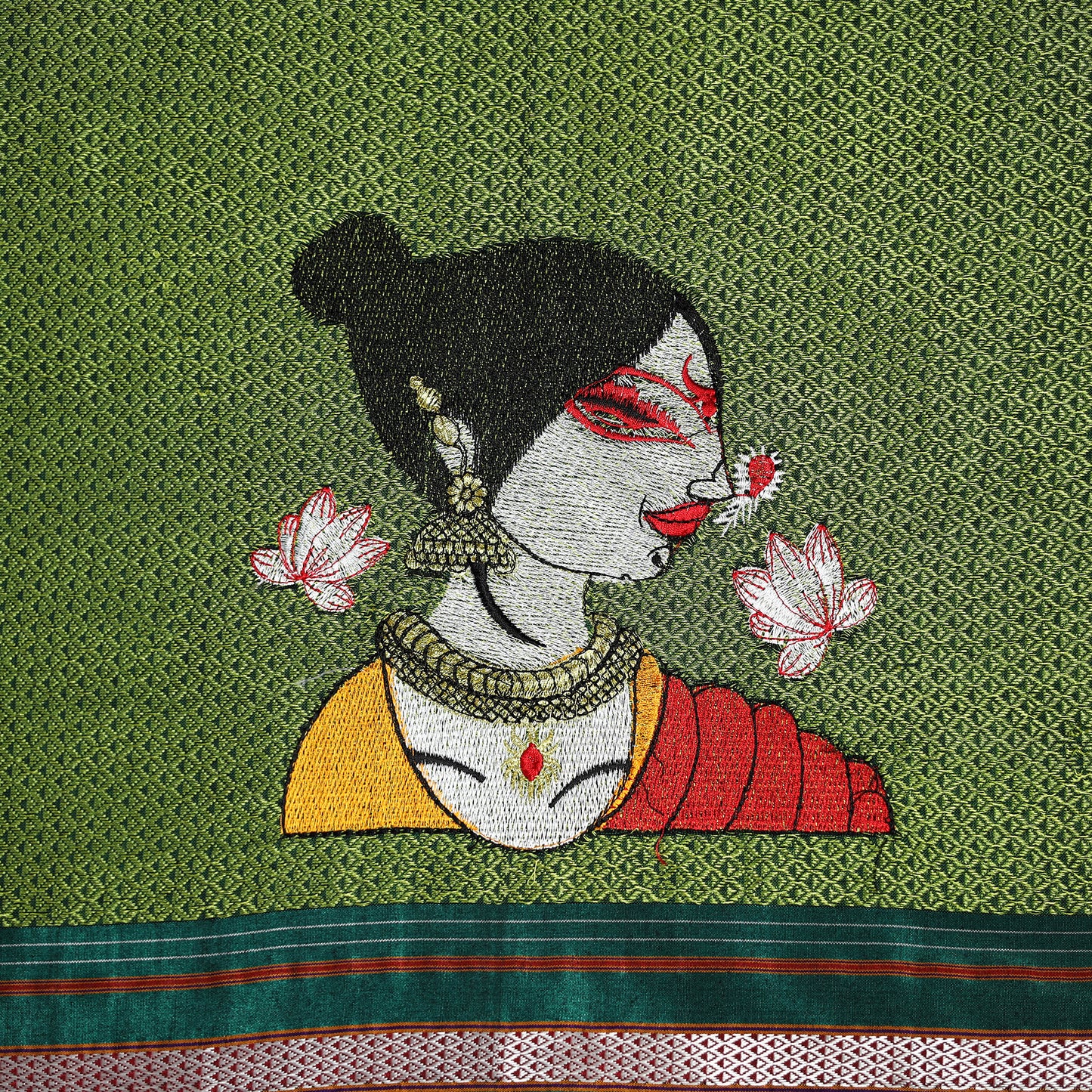 Women Embroidered Mercerised Cotton Khun Blouse Piece 13