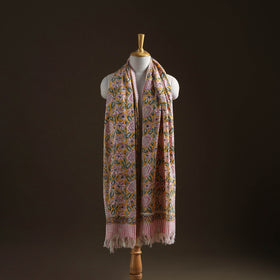 Floral Sanganeri Print Pure Merino Wool Handwoven Shawl 86