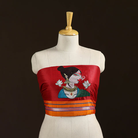 Women Embroidered Mercerised Cotton Khun Blouse Piece 14