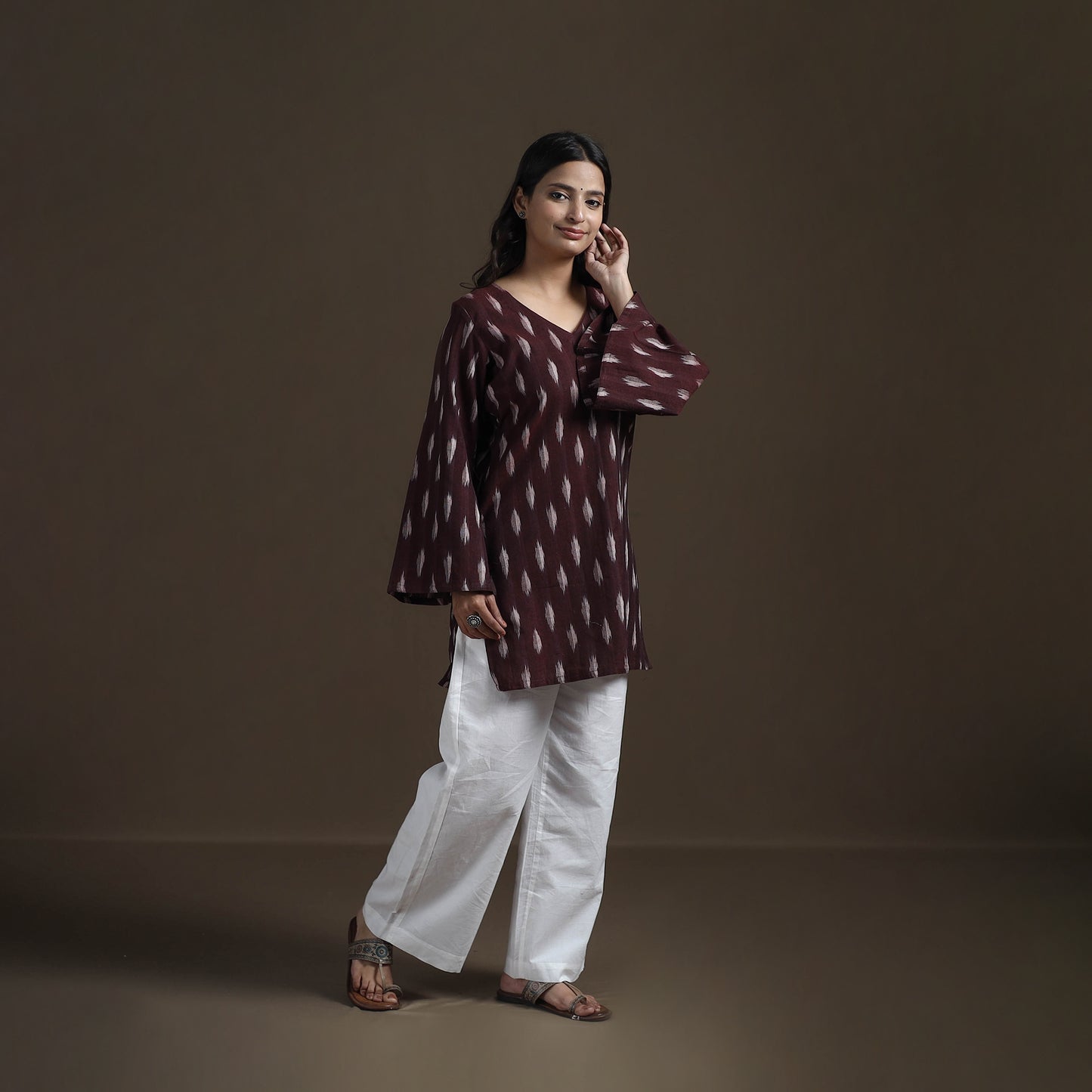 Pochampally Ikat Cotton Short Kurta for Women 23