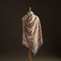 Floral Sanganeri Print Pure Merino Wool Handwoven Shawl 86