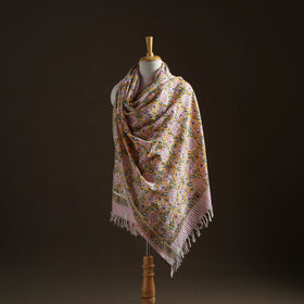 Floral Sanganeri Print Pure Merino Wool Handwoven Shawl 86