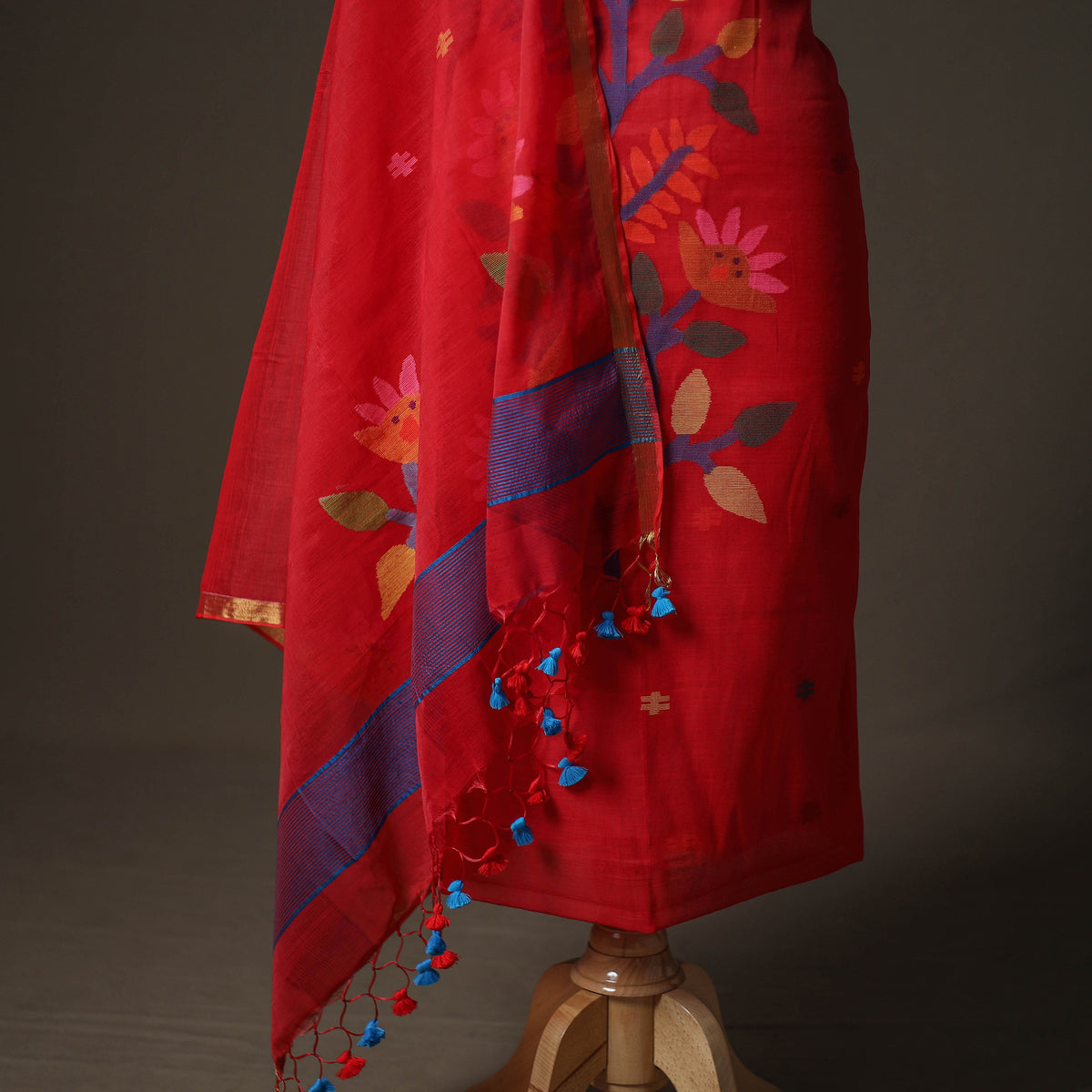 Jamdani Pure Handloom Muslin Unstitched Dress Material: Kurta with Dupatta 33
