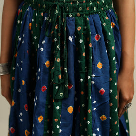 Multicolor - Bandhani Tie-Dye 24 Kali Patchwork Cotton Long Skirt 19