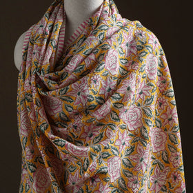 Floral Sanganeri Print Pure Merino Wool Handwoven Shawl 86