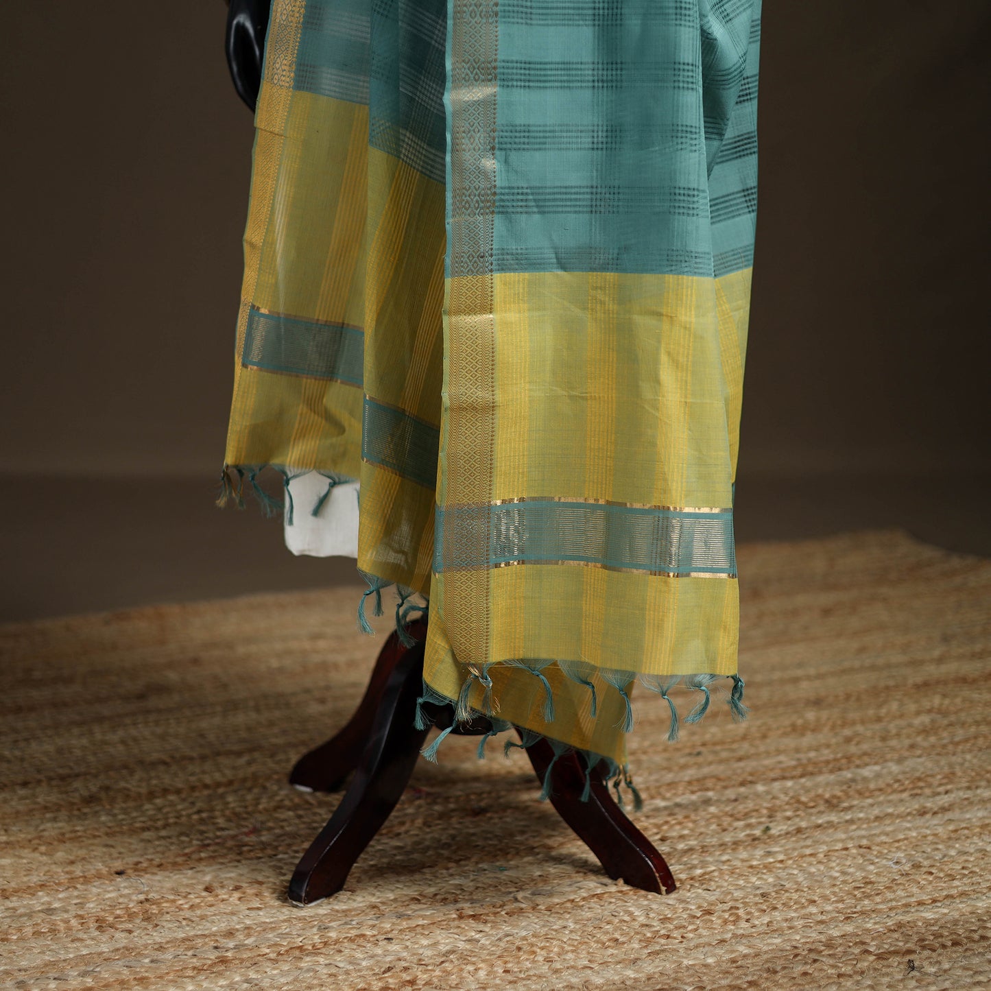 Pure Handloom Cotton Nizam Zari Border Mangalagiri Dupatta 24