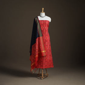 Pochampally Ikat Handloom Sico Unstitched Dress Material: Kurta with Dupatta 01