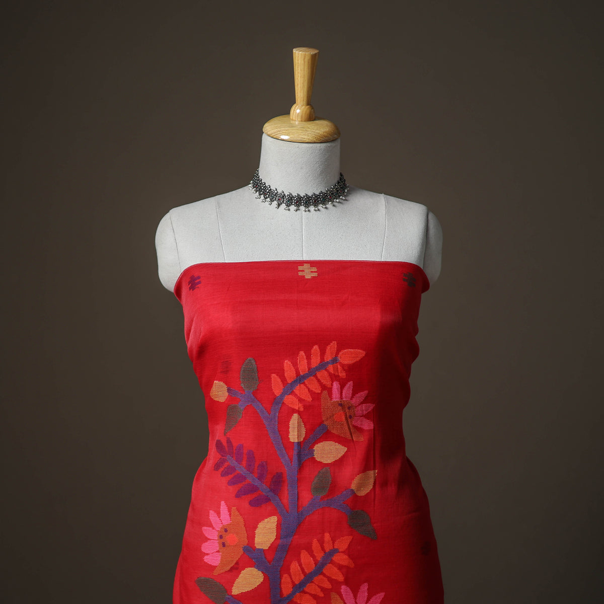 Jamdani Pure Handloom Muslin Unstitched Dress Material: Kurta with Dupatta 33