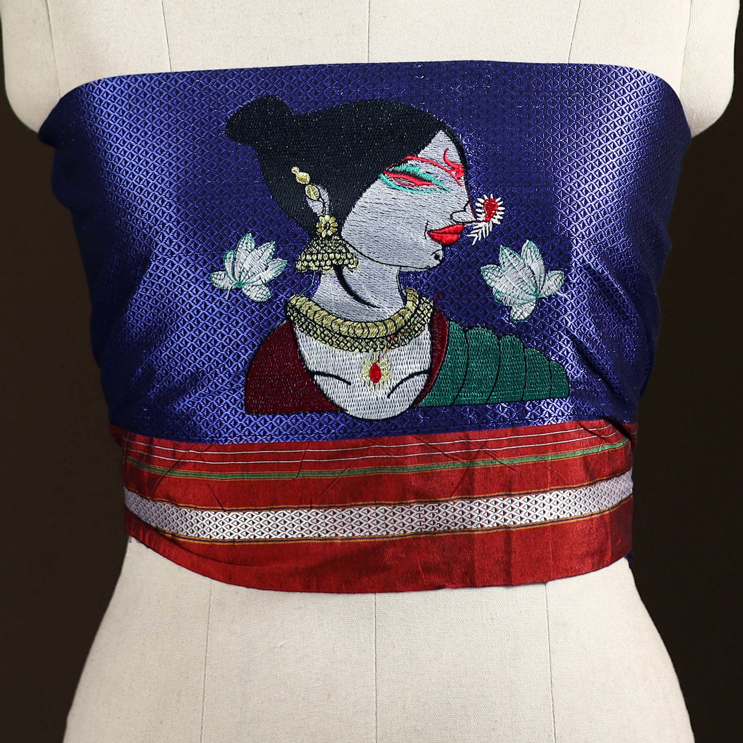 Women Embroidered Mercerised Cotton Khun Blouse Piece 15