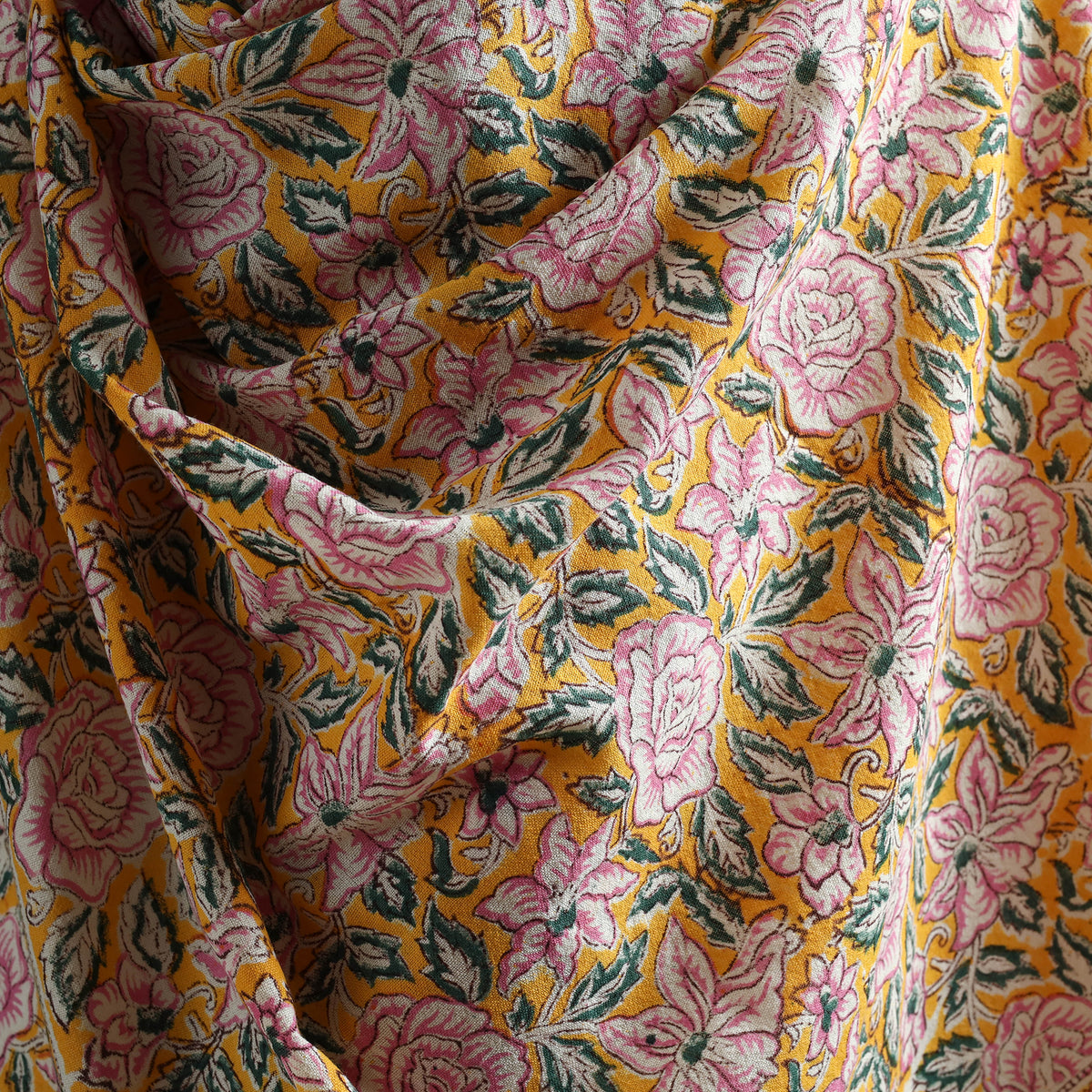 Floral Sanganeri Print Pure Merino Wool Handwoven Shawl 86