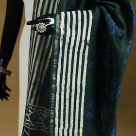 Green - Pipad Hand Block Print Natural Dyed Chanderi Silk Handloom Dupatta 19