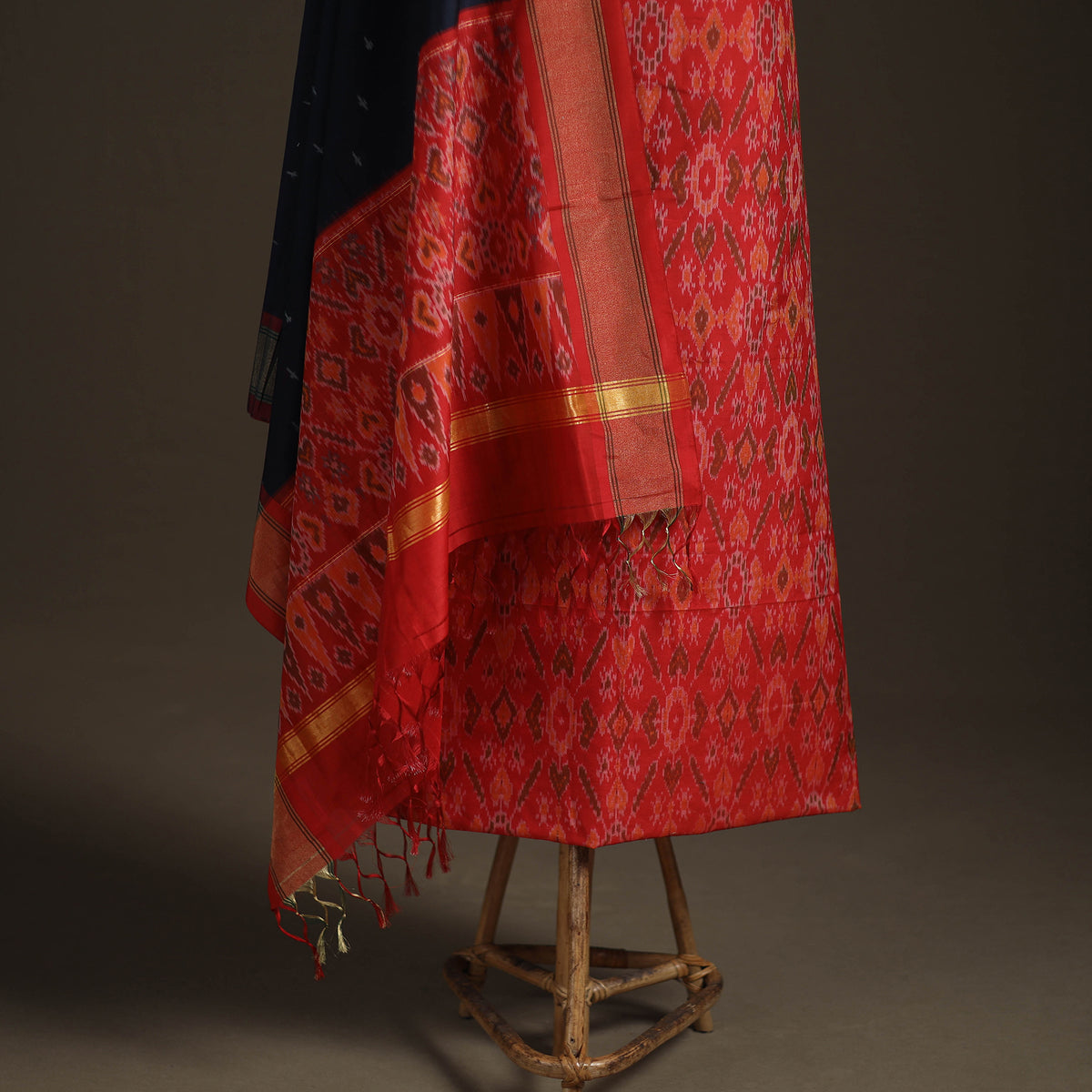 Pochampally Ikat Handloom Sico Unstitched Dress Material: Kurta with Dupatta 01
