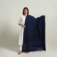 Blue - Natural Dyed Hand Block Print Cotton Bagh Dupatta 10