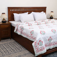 Double - Reversible Sanganeri Block Print Cotton Quilt 19