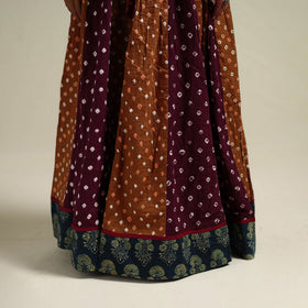 Multicolor - Bandhani Tie-Dye 24 Kali Patchwork Cotton Long Skirt 20
