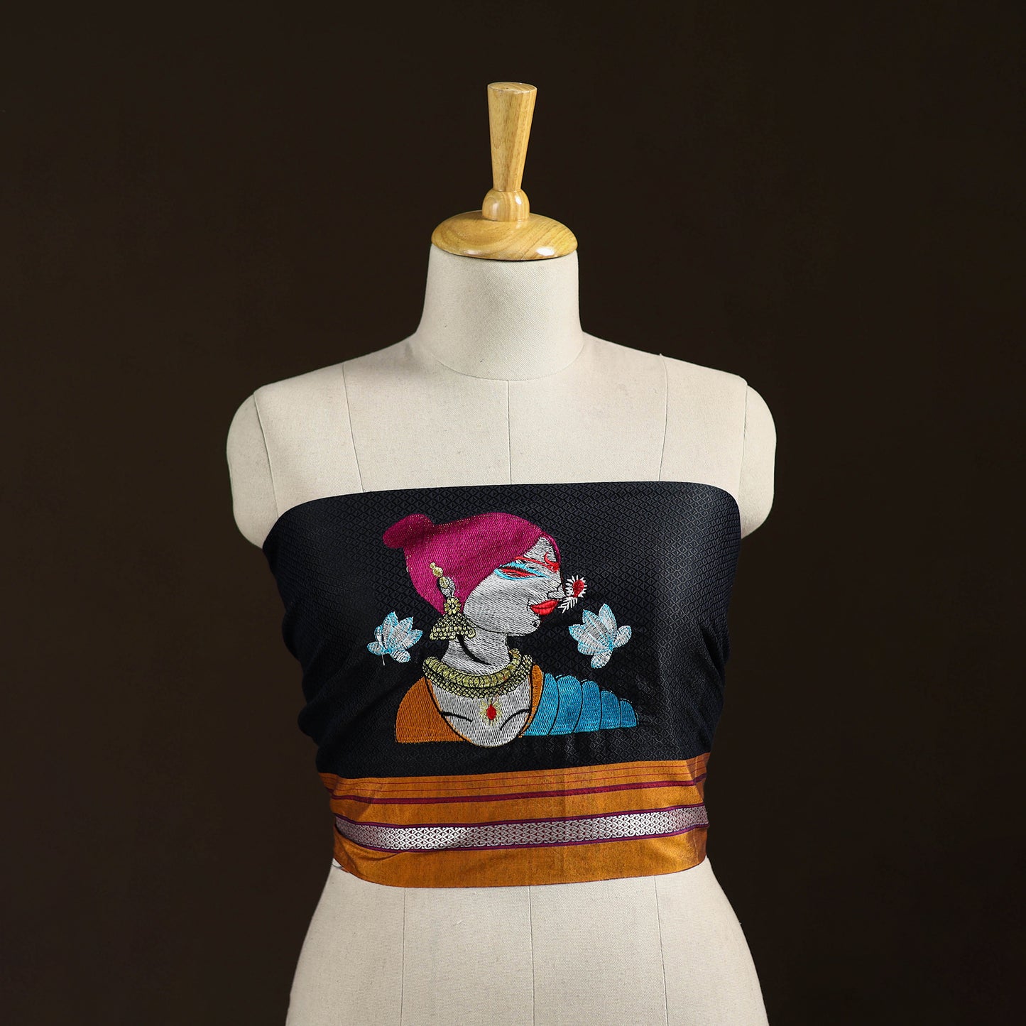 Women Embroidered Mercerised Cotton Khun Blouse Piece 16